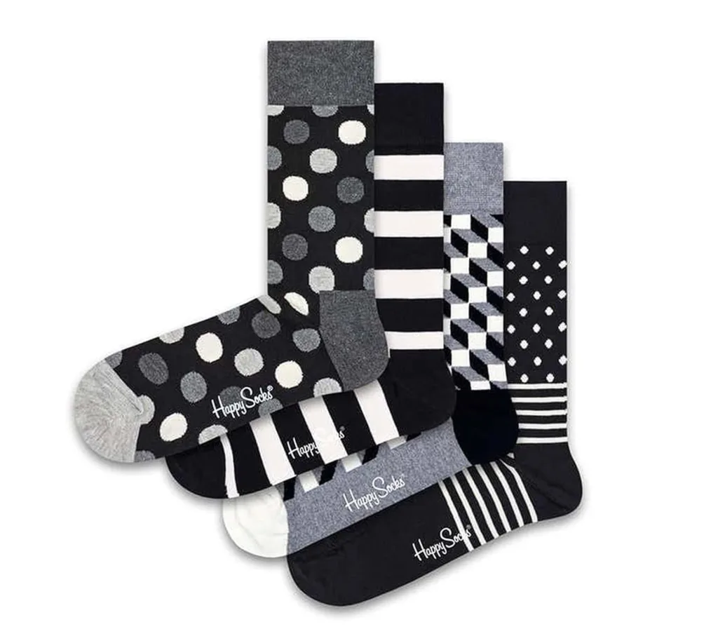 Happy Socks black & white 4er Pack